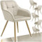 tectake® Samt Stuhl, Esszimmerstuhl mit Stepp Samtstoff, Küchenstühle modern, gemütlicher Sessel Wohnzimmer, Armlehnstuhl Esszimmer, Dining Lounge, Schminktisch Stuhl - Creme/Gold, 6er Set