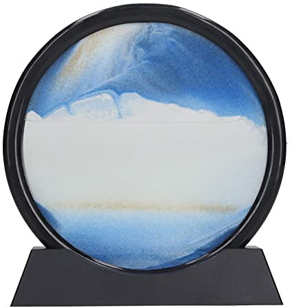 HappyFit 7 Zoll bewegliches Sand-Kunstbild, entspannende Dekoration, 3D-Treibsand-Gemälde, Dekor für Zuhause, Schreibtisch, Büro (Azul)