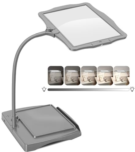 10X Lupe mit Licht und Ständer, 360° Flexible Schwanenhals Leselupe, 50 LED Helligkeit Einstellbare Abnehmbare Blendfreies Design Lupenleuchte zum Lesen, Reparaturen, Nähen, Handwerk