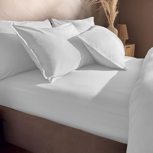 Silentnight Cotton Rich Bed Linen (White, Single, Fitted Sheet)