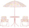 AIYAPLAY Set da Giardino 4 Pezzi per Bambini con Motivo a Farfalla e Arcobaleno e Tavolino Rotondo, 2 Sedie Pieghevoli e un Ombrellone, Tavolino con Sedie per Bimbi 2-5 Anni da Esterno, Rosa