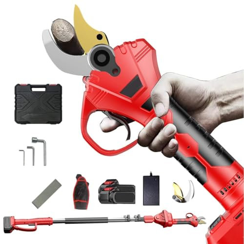 vanenferse Forbice Potatura a Batteria 50mm con Asta di Estensione, Forbici Potatura a Batteria Professionali, Forbici da Giardino a Batteria Elettrica Senza Fili per Giardino, Frutteto, Giardinaggio