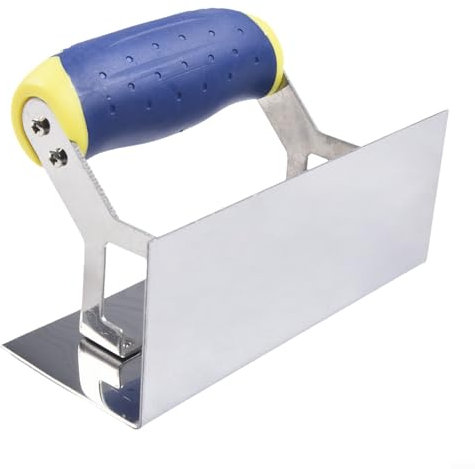 Edelstahl Beton Handkelle Set Groover Werkzeug Für Fliesenleger Zement Verputzen Glättkelle Ergonomischer Griff Abgerundete Kanten Rostfrei Langlebig, Betonglätter, Blau Gelb Silber(c)