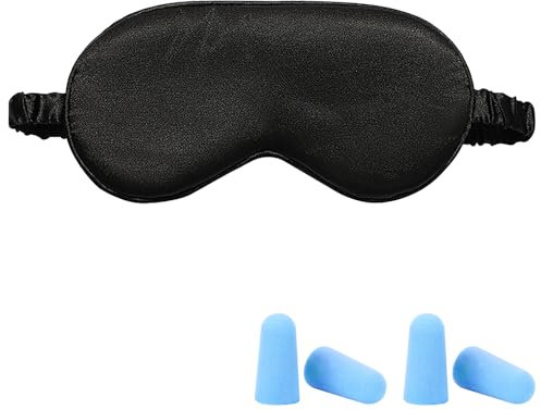 Schlafmaske, Lichtblockierende Augenmaske Nachtmaske Hautfreundlich Geruchneutral Schlafbrille mit Ohrstöpseln für Männer, Frauen