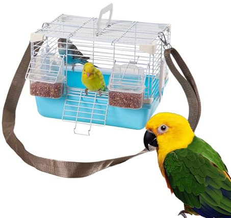 Vogelreisetransporter – Parrotlets Reise-Trolley mit Fußbügel | Tragbarer Papageienkäfig-Träger für Papageien, Stare, Schwarz, Pfingstrose, Vögel
