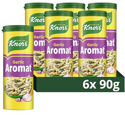 Knorr Aromat Garlic All Purpose Savoury Seasoning free from artificial colours and preservatives for vegetables, rice, pasta or salads 6x 90 g