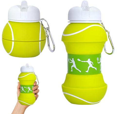 Huybaa Borraccia Pieghevole per Tennis, 550ml - Bottiglia d'Acqua Morbida in Silicone Senza BPA, Ideale per Sportivi e Regali Originali