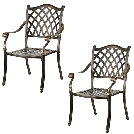 Relaxdays garden chair, with armrests, metal, vintage armchair, HWD: 91 x 63 x 63 cm, garden & balcony, black/bronze