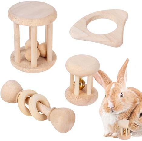 Dopsyesn Jouets pour Lapins, Jouets Naturels pour Grignotage des Dents, Fournitures pour Animaux Jeu Interactif Rongeurs Exercice Entraînement, Maison Cage Jardin