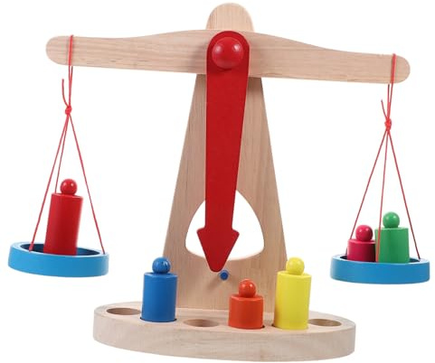 Toyvian Holz Balancewaage Spielzeug für Kinder Montessori Lernspielzeug aus Stabilem Holz Pädagogisches Gleichgewichtsspiel für Vorschulkinder Interaktives Familienspiel Zufälliger Stil