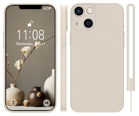 KPPIT for iPhone 13 Case Silicone 6.1 inch,Ultra Slim Soft Gel Anti-Scratch,Microfiber Lining,Rubber for iPhone 13 Phone Case,Beige