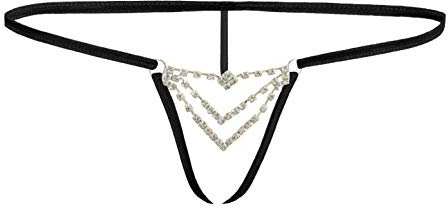 Sohimary 443 Damen Glitzer String Tanga XS S M 32 34 36 38 Schwarz