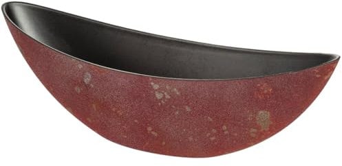 Ovale Pflanzschale für draußen - große Schiff Deko-Schale in Rost-Optik rot braun als Blumen-Topf Pflanztopf - 39 cm Blumenschale Jardiniere für Garten Balkon oder Friedhof als Grab-Schmuck