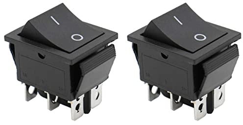 Heschen Wipptaster (ON)-OFF Momentan DPDT 6 Terminals 16A 250VAC Schwarz 2 Stück