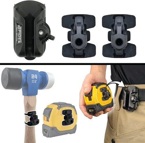 Spider Tool Holster - Tape Measure Set - Securely hold and quick access to your tape measure, bit box, and more flat surfaced tools!
