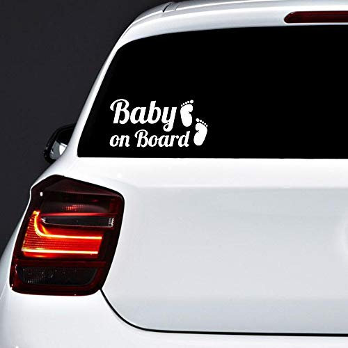 Autodomy Baby On Board Aufkleber - 2 Stück Füße Mit Hoher Sichtbarkeit | Für Alle Fahrzeugtypen | 15x7 cm (Weiß)