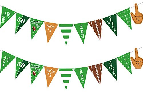 Blulu Sport Thema Fußball Flaggen Banner Dekoration Amerikanisch Football Flaggen Banner Fußball Party Schild Dekorationen für Geburtstag Party Wimpel Banner für Bar, 7,87 x 5,5 Zoll