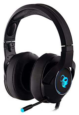 CoolBox DeepChroma – Auriculares gaming con micrófono retráctil, iluminación RGB. Cascos gaming compatibles con PC, PS4 y Xbox One (incluye adaptador jack 2 en 1, USB para iluminación)