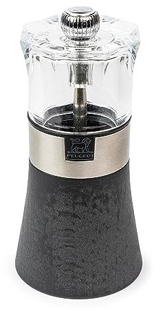 PEUGEOT - Oslo 12 cm Salt Mill - Classic Grind System - Made with PEFC Certified Wood, Stainless Steel and Acrylic - Made in France - Graphite Colour