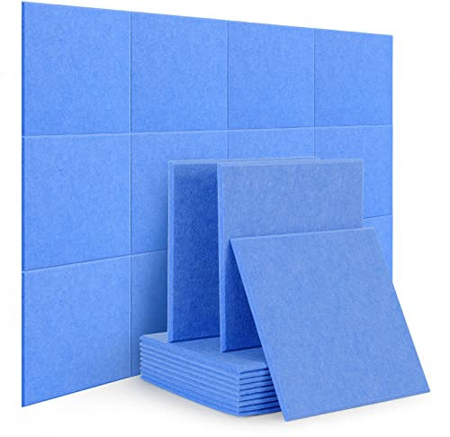 Rdutuok 12 Stücke Akustikplatten,30 x 30 x 1 cm Hochdichte Akustik Panel Schallschutzpaneele für Tonstudio, Büro,Studio,Akustische Behandlung und Wanddekoration(Blau)