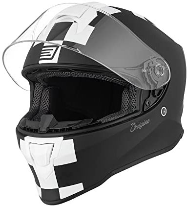 ORIGINE Integralhelm Motorradhelm mit Belüftung ECE Zertifizierung (Contest MATT White Black,XL)