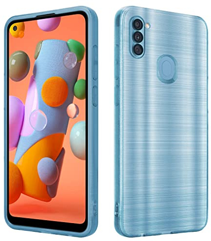 Cadorabo Hülle kompatibel mit Samsung Galaxy A11 M11 Schutzhülle TPU Silikon Case Brushed Design mit Kameraschutz Slim Kratzfest Weiche Gummi mit Rundumschutz Case Hülle für Galaxy A11 M11 in Türkis