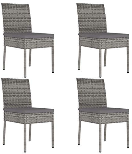 WIFESE Garten-Essstühle 4 STK. Stuhl EsszimmerstüHle GartenmöBel GartenstüHle BalkonmöBel Esszimmerstuhl EssstüHle GartenmöBel Set Sessel & StüHle GartenmöBel Set RattanstüHle Poly Rattan Grau