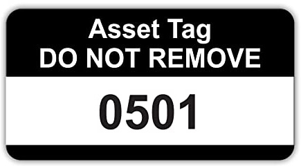 Black Asset Tag Labels - Numbered 501 to 1000-38mm x 20mm Permanent Synthetic PP Labels - Price per Pack of 500 Labels (P/NO. 7828648B)