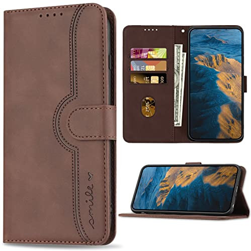 Bear Village Hülle für Xiaomi MI 10T / MI 10T Pro, PU Leder Handyhülle Klappbar Handytasche, Schutzhülle mit Kartenfach für Xiaomi MI 10T / MI 10T Pro, Braun