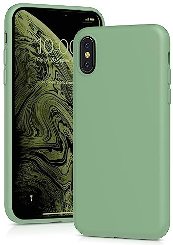 YATWIN Silicone Case for iPhone X/XS, Soft-Touch, Shockproof, DustProof, Antiskid Full Body Armour Phone Cover for Apple iPhone X/XS - Mint Green