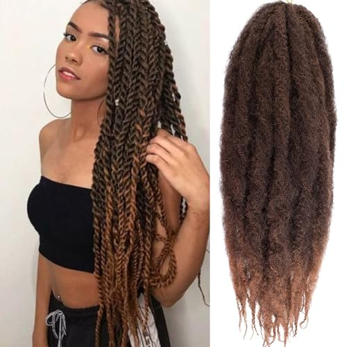 Samtress 8 Packs Marley Twist Cheveux tressés 24 pouces Ombre Marron Afro Marley Twist Cheveux Marley pour le printemps Twist Cheveux、Faux Locs Extensions synthétiques Marley cheveux tressés (#T30)