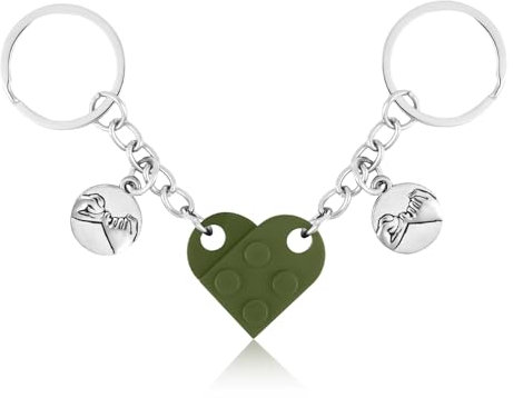 XIHIRCD Passende Herz Schlüsselanhänger für Paare, Individueller Pärchen-Schlüsselanhänger Pinky Promise-Anhänger Pärchen & Freundschaft Geschenk für Freundin Freund Paare(Dunkelgrün)