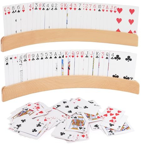 MXTIMWAN 2 Porta Carte da Gioco, Porta Carte per Bambini e Adulti, Reggi Carte Portacarte da Gioco in Legno, Supporto per Carte da Gioco per Bambini, Anziani, Adulti, Disabili