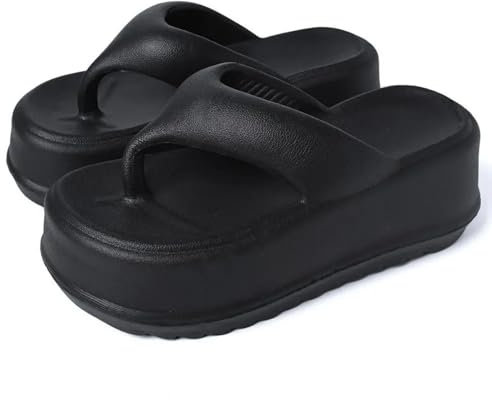 WOYUANSHA Tongs Tongs Pour Femmes Dans La Plate-Forme Chaussons Eva Casual Plage Diapositives Femme Confort Femme Flipflop Sandales À Talons 36-37 Noir