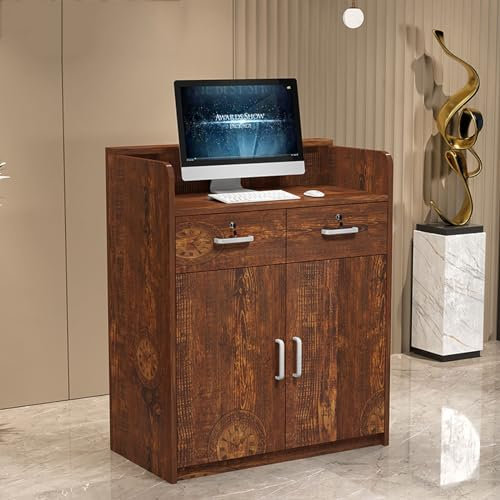 Rezeptionstheke, Empfangstheke mit Abschließbaren Schubladen, Frisiertisch, Computertisch Aus Holz, Kassentisch Für Bekleidungsgeschäfte, Für Restaurants, Büros