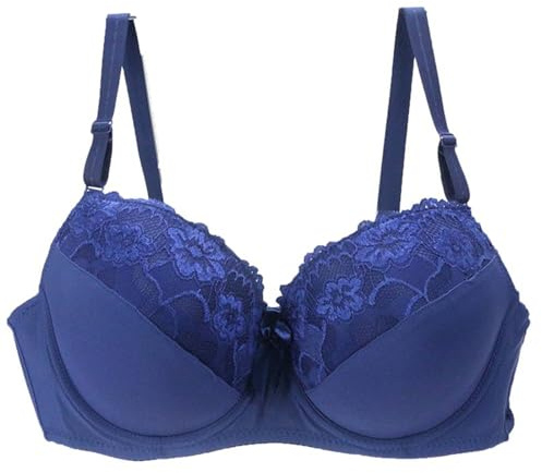 AMDOLE Damen Push Up Spitze BH mit floraler Spitze gepolsterter Bügel BH Komfort BH