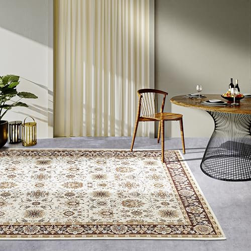 Villeroy & Boch Nicolas In- & Outdoor Teppich Orientalisch - Orient Flachgewebe, Orientalisches Design Klassisch, ÖKO-TEX Wetterfest & UV-beständig, Balkon, Terrasse, Garten – Creme Braun, 200x285cm