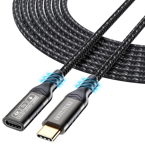 HOTUTUKI usb c extension cable 5m, USB3.2 Gen2 /20Gpbs/100W USB Type C extension supports PD fast charging and 4K@60Hz video Type C male to female,us c extension cable 3.2