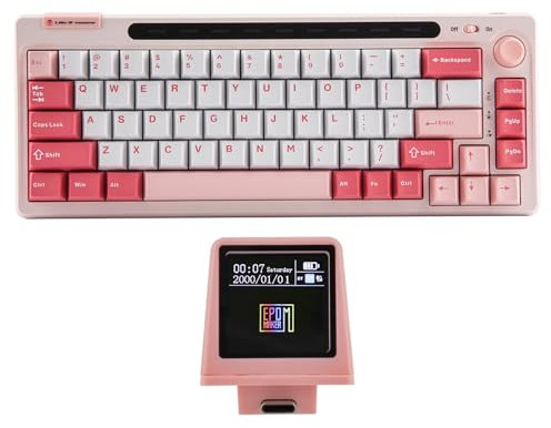 EPOMAKER RT65 65% Kabellose Gaming Tastatur mit Bildschirm und Joystick, Hot-Swap-fähige Mechanische Tastatur Bluetooth, NKRO Custom Tastatur mit RGB-Beleuchtung (Rosa, Flamingo Linear Switch)