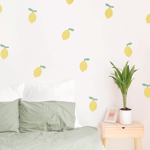 Klebekerlchen® | Wandtattoo Kinderzimmer Mädchen & Junge, Wandsticker selbstklebend, wiederverwendbare & rückstandsfreie Kinderzimmer Deko – Wandtattoo Zitronen Sticker (Set mit 14 Motiven)
