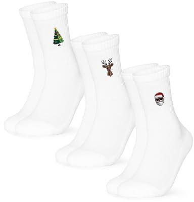 Occulto Damen & Herren Weihnachts Tennissocken 3er Pack (Modell: Claus) Mix1 39-42