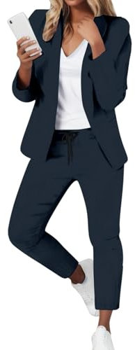 Completo da donna e blazer set 2 pezzi abiti aperto davanti a maniche lunghe blazer + pantaloni tuta matrimonio business intelligente lavoro ufficio abbigliamento formale da donna pantaloni abiti