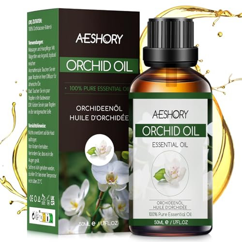 AESHORY Ätherisches Öl der Orchidee 50ML, Orchidee Ätherische Öl 100% Natürliche Aromatherapieöl in Therapeutischer Qualität, Duftöle für Diffuser, Hautpflege, Haarpflege, Massage, Bad