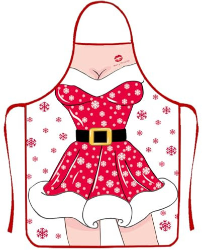 ZEPIQOR Delantales de Navidad, Delantal de Navidad, Navidad Delantales de Cocina Horneando, Sexy Navidad Santa Papa Noel Delantales para Mujer Adulta Navidad Gracioso Cena Cocina