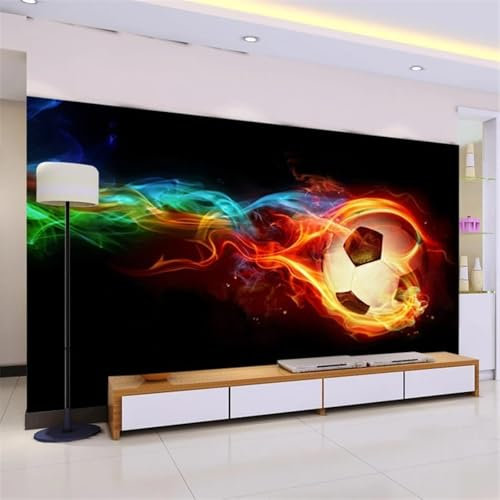 LUXINSHISU Mural 3D Wallpaper Colourful Flames Football Living Room Bedroom Background Wall Home Decorating Silk Fabric Art Stickers