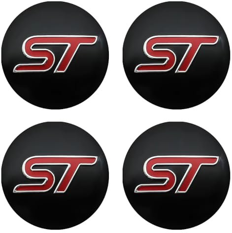 ASEUOG 4 Pezzi 56mm Veicolo Coprimozzi Adesivi per Ford Focus 2 Focus 3 4 2005-2017 ST Line Accessori per Lo Styling dell'auto