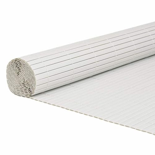 vidaXL Gartenzaun Doppelseitig Weiß 1,8x5 m PVC, Sichtschutzmatte, Sichtschutz, Zaun, Sichtschutzzaun, Windschutz, Windschutzmatte, Sonnenschutzmatte