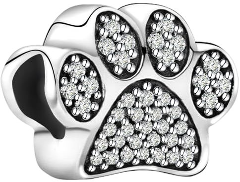 J.Fée Charms Anhänger für Damen in 925 Sterling Silber, Kettenanhänger Silber, Zirkon Hund Pfote Anhänger Perlen, Stilvoll Schmuck Damen Geschenke für Frauen, 1 Pcs