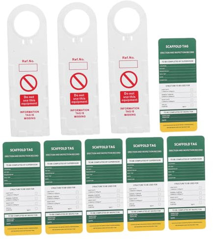 Alipis Weatherproof Scaffolding Safety Tags Ladder Inspection Kit 3 Holders 6 Inspection Tags Industrial Machinery Supplies