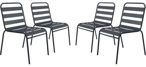 Lot de 4 chaises de Jardin en métal empilables Bilbao - Gris